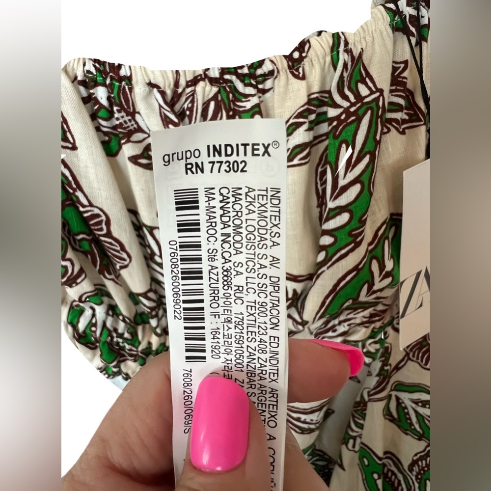 π π NWT ZARA Cutout Leaf Print Maxi Dress | Green, Brown & Tan | Womenβs Small - Picture 9 of 12